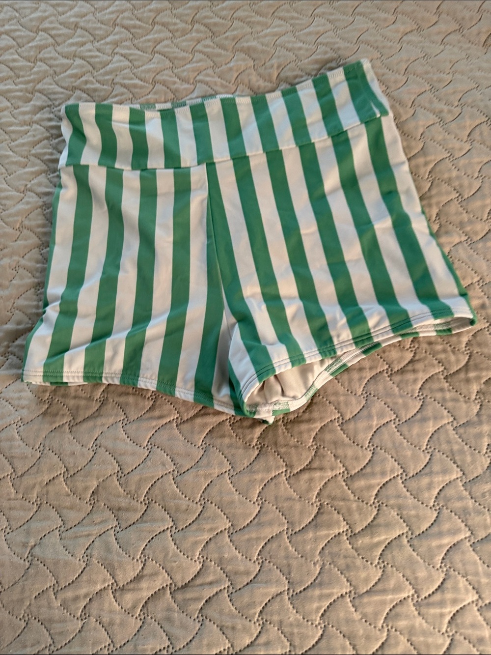 Victoria Secret Green and White Striped Women’s Shorts. 13” Waist
